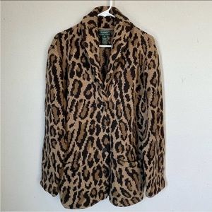 Ralph Lauren Elegant Leopard Print Sweater Blazer /